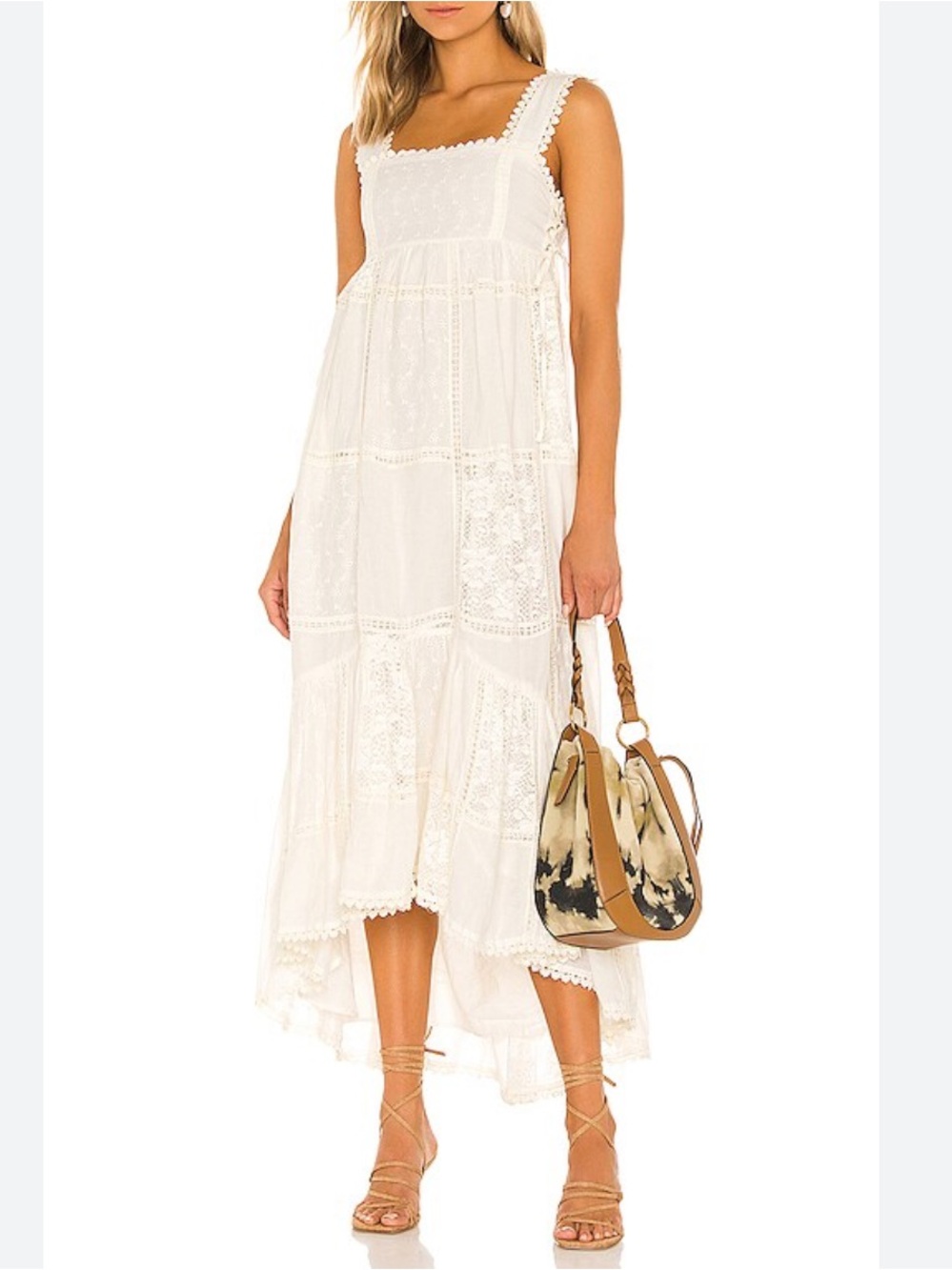 Tularosa Flora Dress Eyelet Lace Hi Lo Hem Cottagecore Romantic Dress Medium